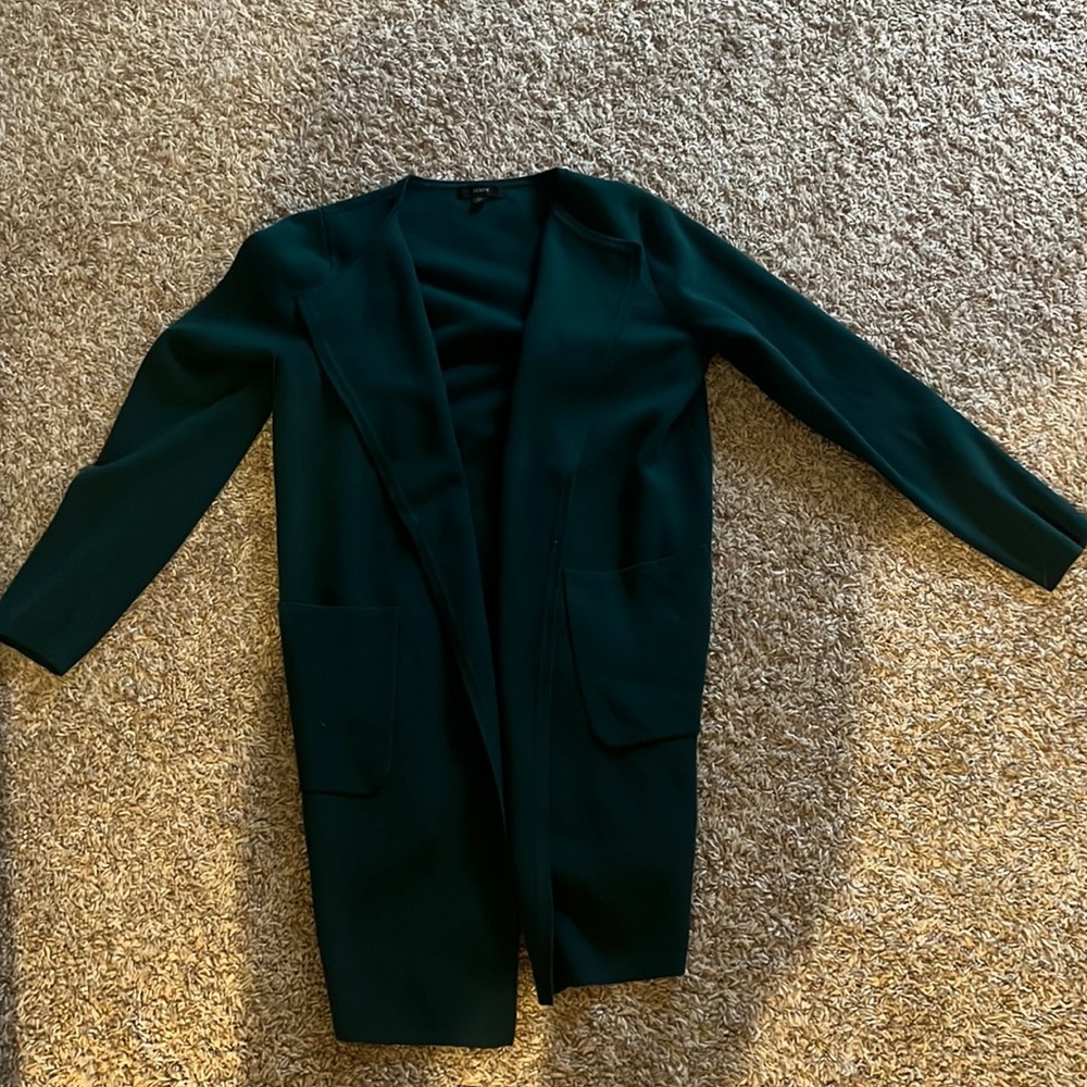 Jcrew Juliette collarless sweater-blazer in dark spruce